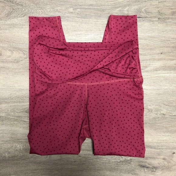 Nike Dri Fit Size Medium Leggings High Rise Crossover Front Workout Pants Pink - Picture 4 of 10